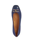 Ballerines en Velours de Cuir Annytah bleu marine