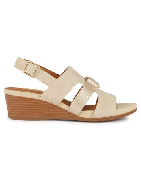 Marykarmen Sandaletten mit Keilabsatz in Sand-/Hellgold — 5,5 cm Absatz