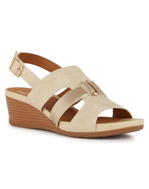 Marykarmen Sandaletten mit Keilabsatz in Sand-/Hellgold — 5,5 cm Absatz