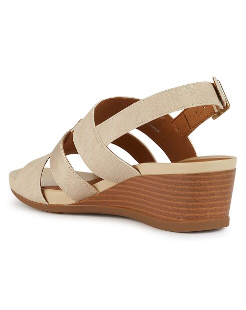 Sandales compensées Marykarmen sable/doré clair - Talon 5.5 cm
