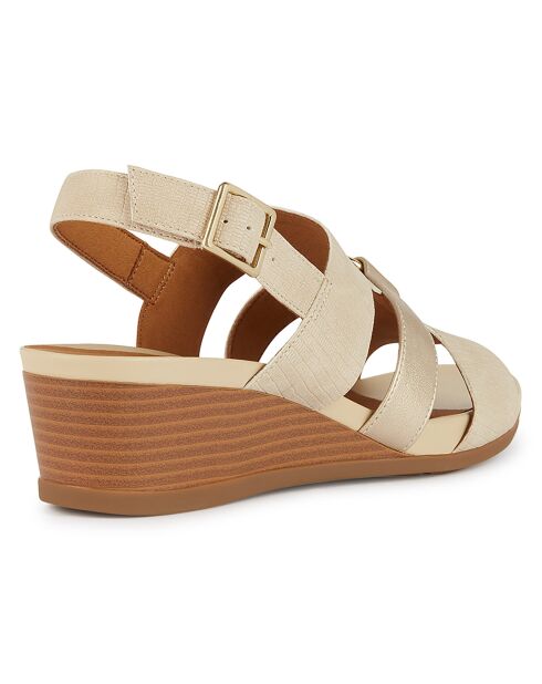 Marykarmen Sandaletten mit Keilabsatz in Sand-/Hellgold — 5,5 cm Absatz