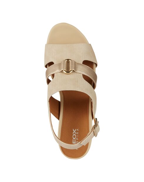 Marykarmen Sandaletten mit Keilabsatz in Sand-/Hellgold — 5,5 cm Absatz