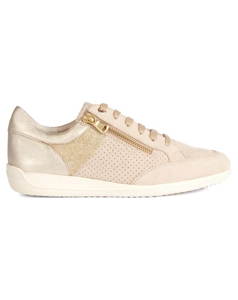 Baskets en Cuir Myria taupe clair/doré