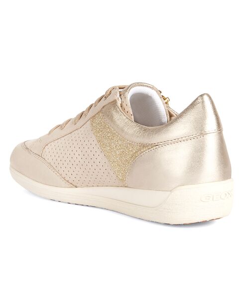 Baskets en Cuir Myria taupe clair/doré