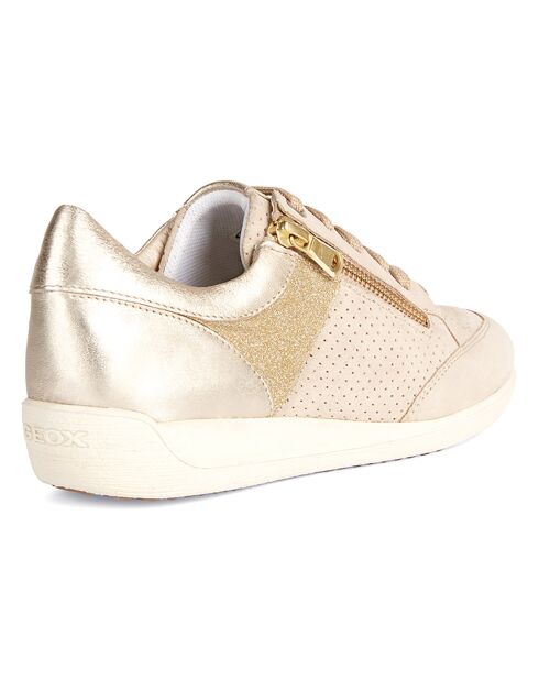 Baskets en Cuir Myria taupe clair/doré