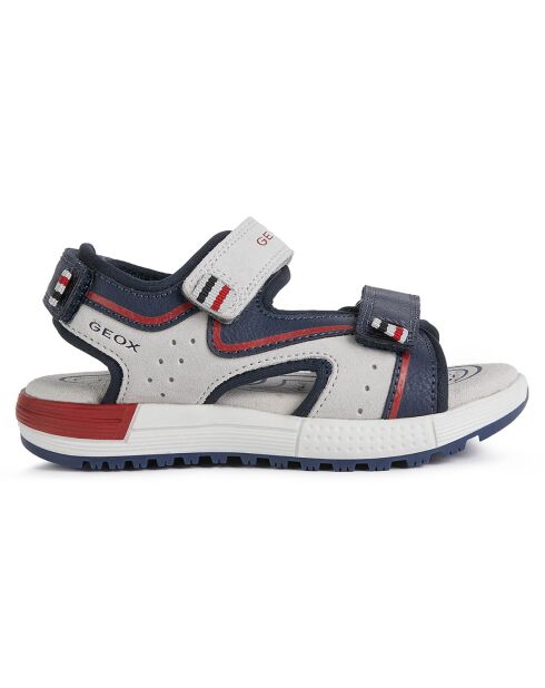 Alben hellgrau/marineblaue Sandalen