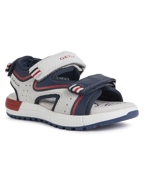 Alben hellgrau/marineblaue Sandalen