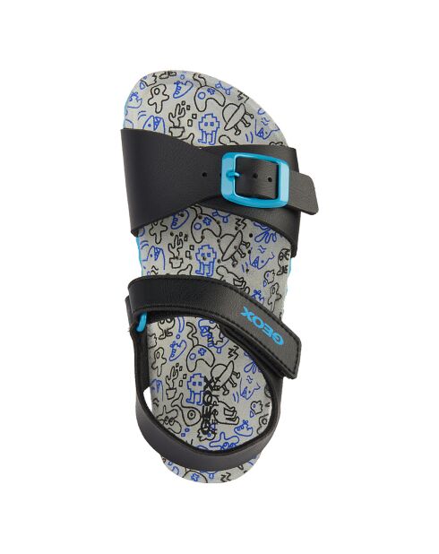 Sandales Ghita noir/bleu royal