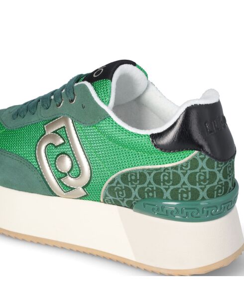 Baskets en Cuir Dreamy vert/doré