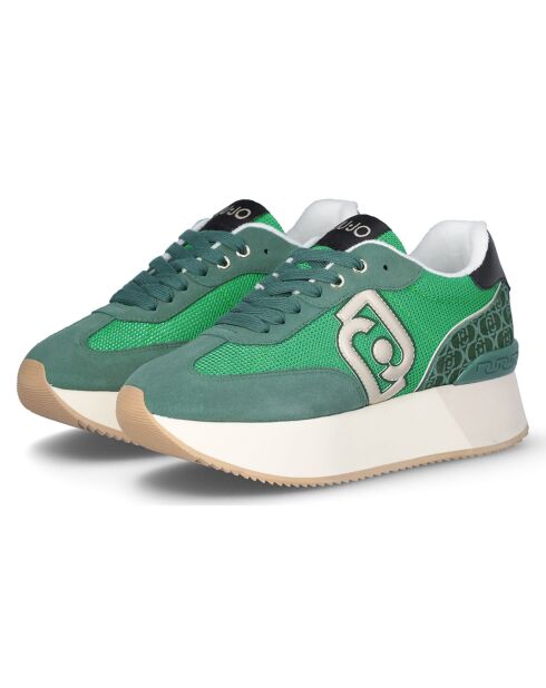 Baskets en Cuir Dreamy vert/doré