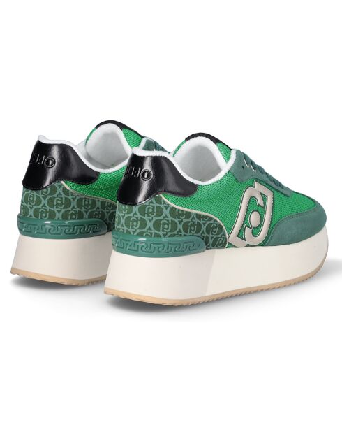 Baskets en Cuir Dreamy vert/doré