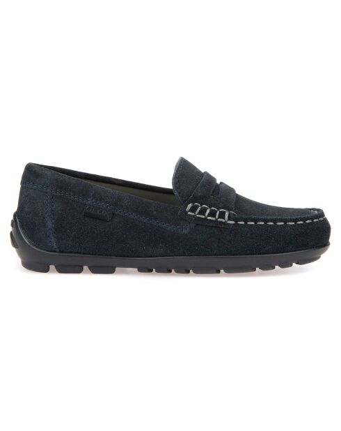 Mocassins en Velours de Cuir New bleu marine