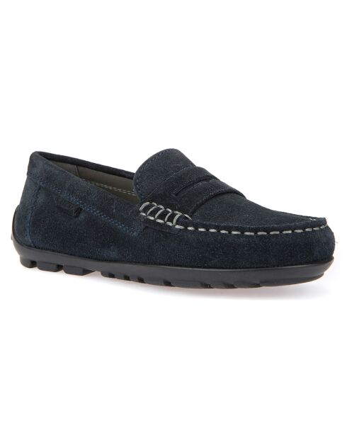 Mocassins en Velours de Cuir New bleu marine