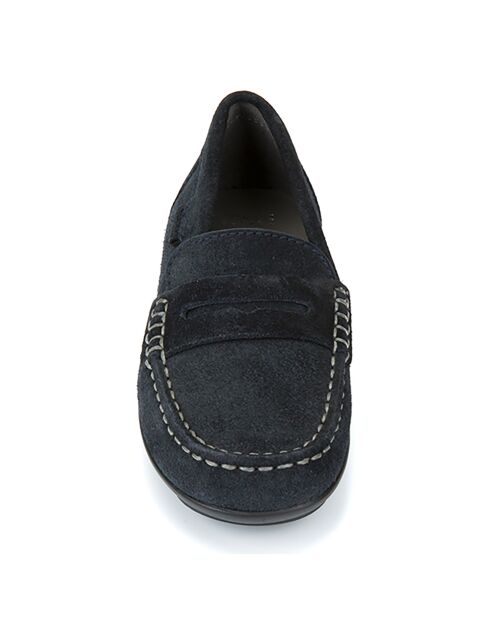 Mocassins en Velours de Cuir New bleu marine