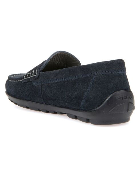 Mocassins en Velours de Cuir New bleu marine