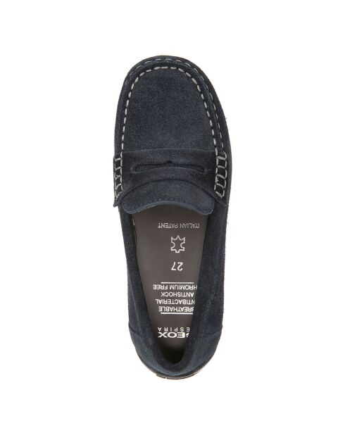 Mocassins en Velours de Cuir New bleu marine