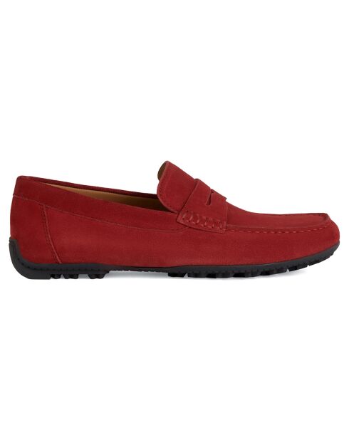 Mocassins en Velours de Cuir Kosmopolis rouge foncé