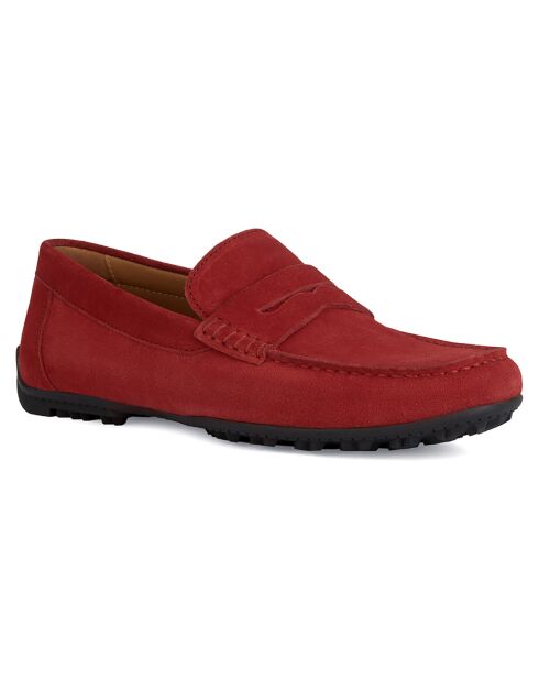 Mocassins en Velours de Cuir Kosmopolis rouge foncé