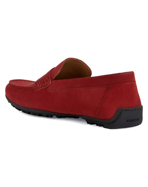 Mocassins en Velours de Cuir Kosmopolis rouge foncé