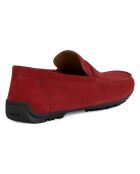 Mocassins en Velours de Cuir Kosmopolis rouge foncé