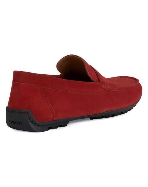 Mocassins en Velours de Cuir Kosmopolis rouge foncé