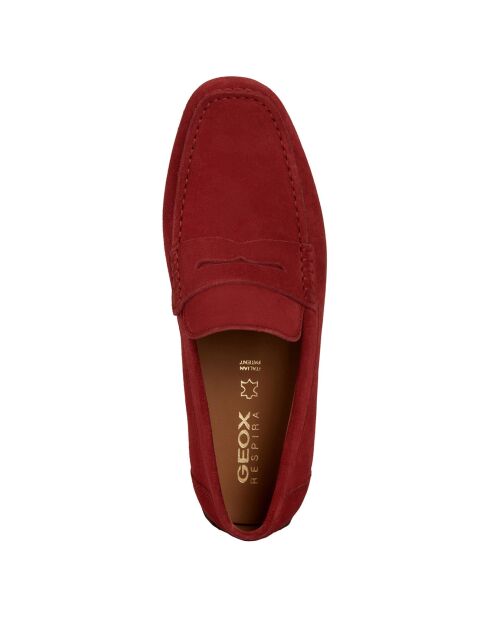 Mocassins en Velours de Cuir Kosmopolis rouge foncé