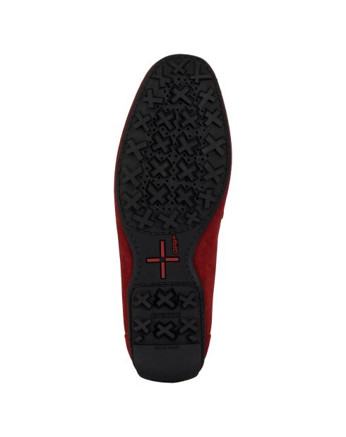 Mocassins en Velours de Cuir Kosmopolis rouge foncé