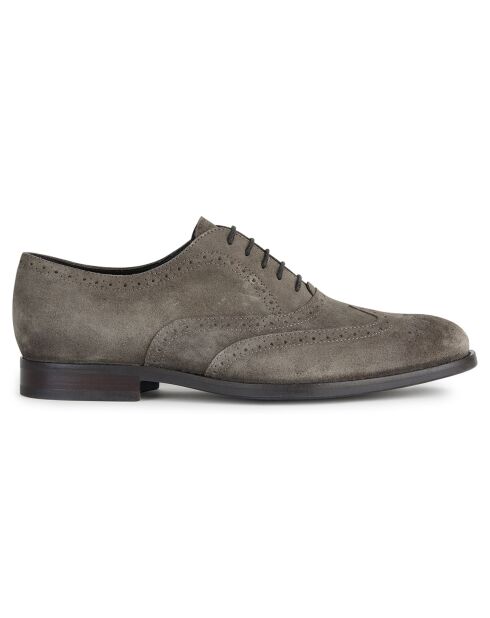 Richelieus en Velours de Cuir Hampstead gris colombe