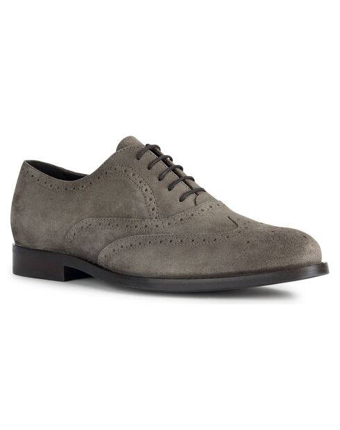 Richelieus en Velours de Cuir Hampstead gris colombe