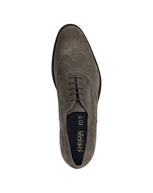 Richelieus en Velours de Cuir Hampstead gris colombe