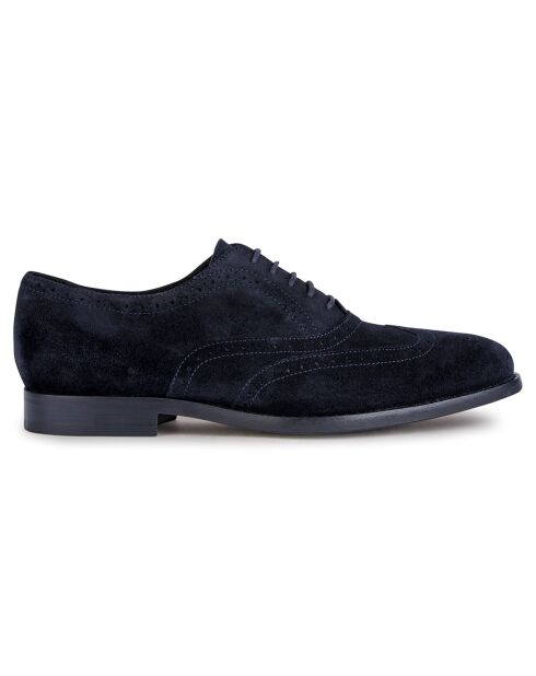 Richelieus en Velours de Cuir Hampstead bleu marine