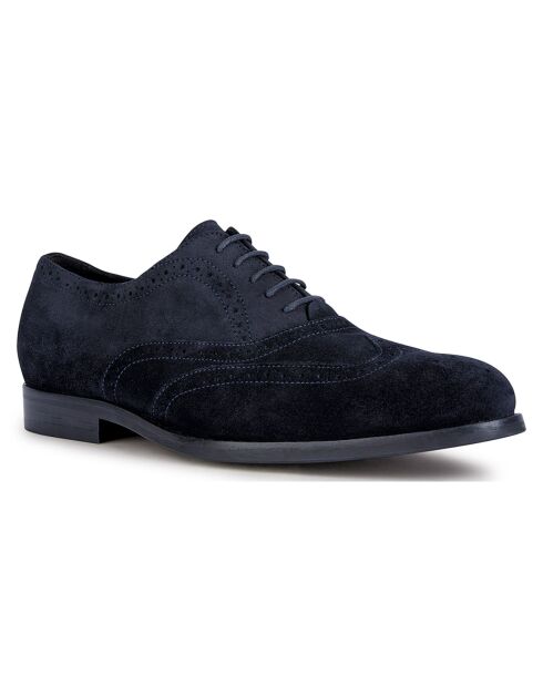 Richelieus en Velours de Cuir Hampstead bleu marine