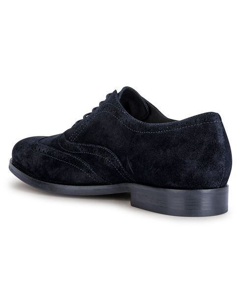 Richelieus en Velours de Cuir Hampstead bleu marine