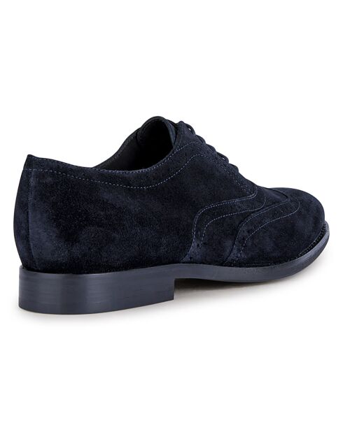 Richelieus en Velours de Cuir Hampstead bleu marine
