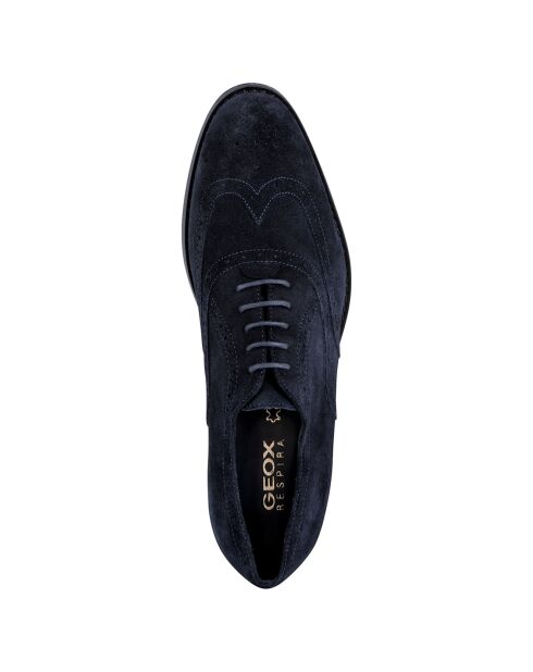 Richelieus en Velours de Cuir Hampstead bleu marine