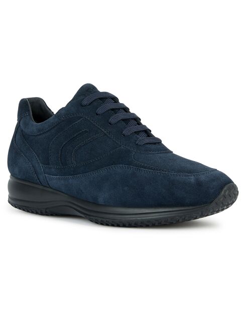 Baskets en Velours de Cuir Happy bleu marine