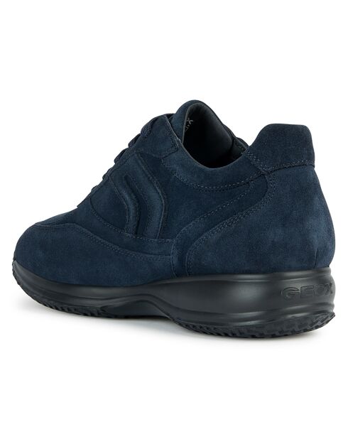 Baskets en Velours de Cuir Happy bleu marine