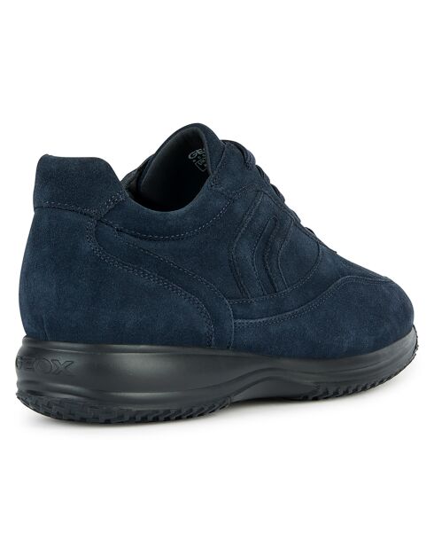 Baskets en Velours de Cuir Happy bleu marine