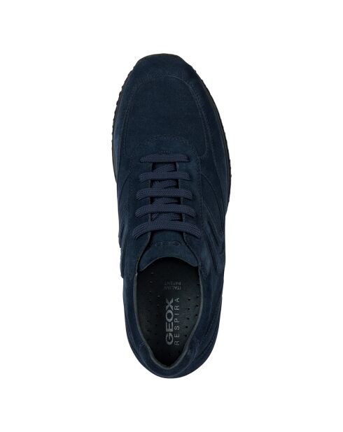 Baskets en Velours de Cuir Happy bleu marine