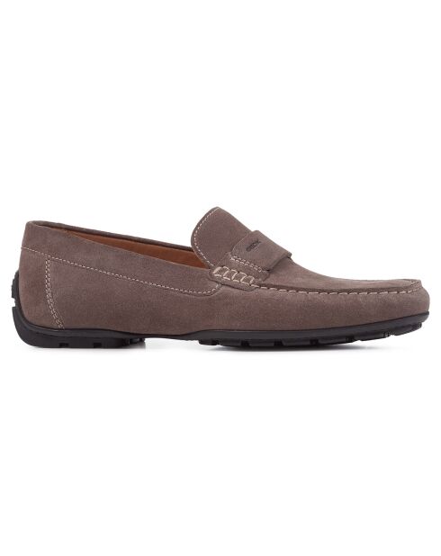 Mocassins en Velours de Cuir Moner gris colombe