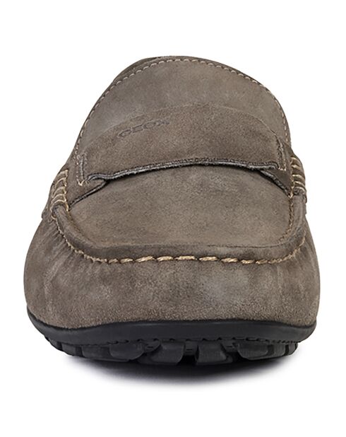 Mocassins en Velours de Cuir Moner gris colombe