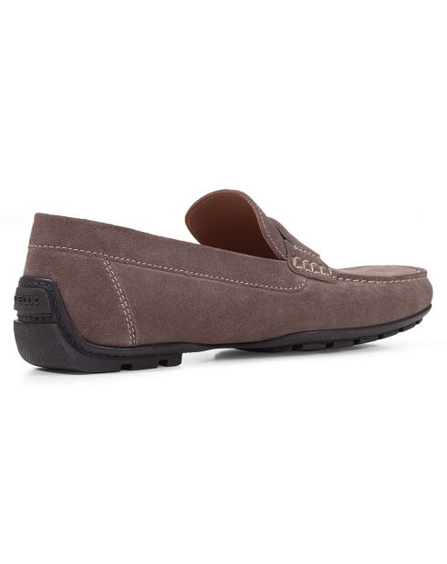 Mocassins en Velours de Cuir Moner gris colombe