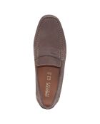 Mocassins en Velours de Cuir Moner gris colombe