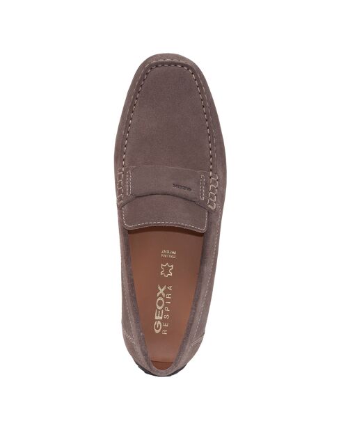 Mocassins en Velours de Cuir Moner gris colombe