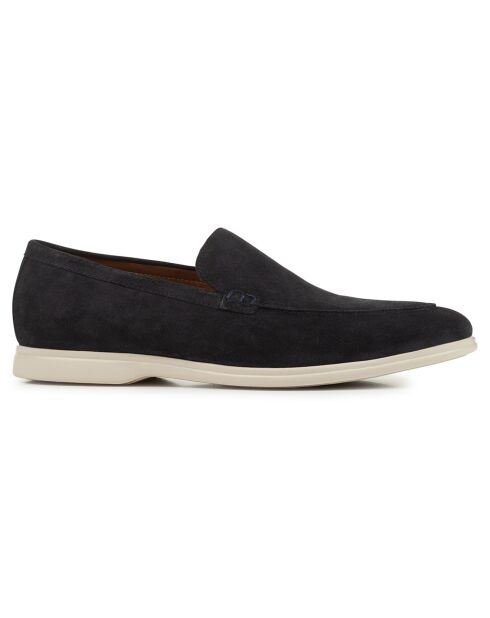 Mocassins en Velours de Cuir Venzone bleu marine