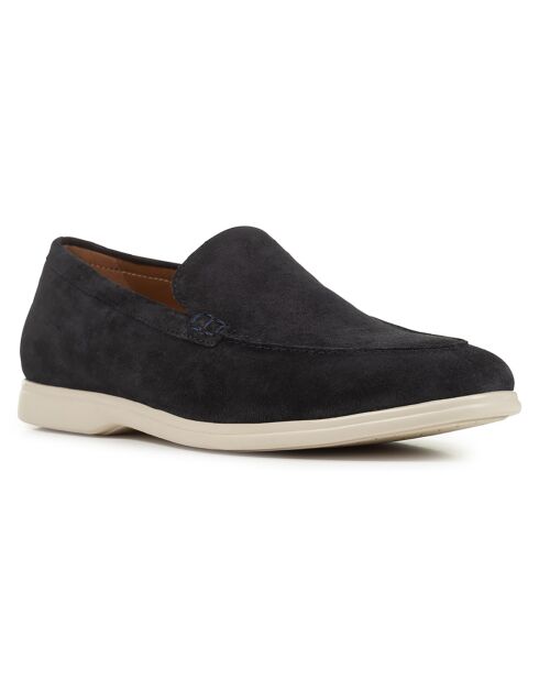 Mocassins en Velours de Cuir Venzone bleu marine