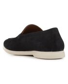 Mocassins en Velours de Cuir Venzone bleu marine