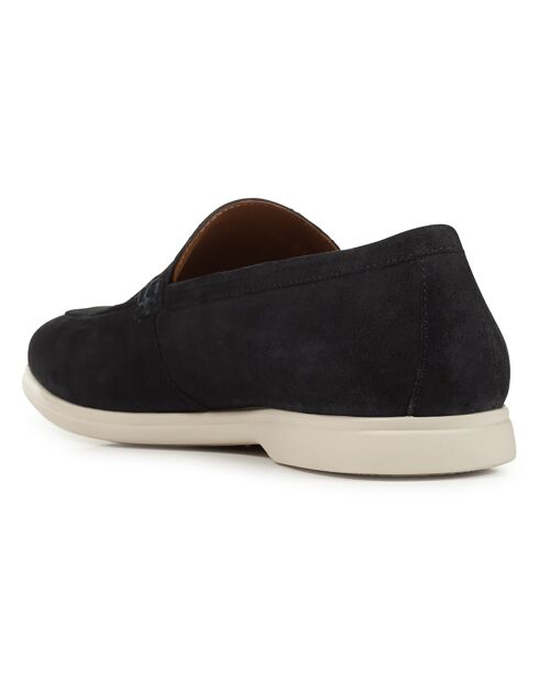 Mocassins en Velours de Cuir Venzone bleu marine