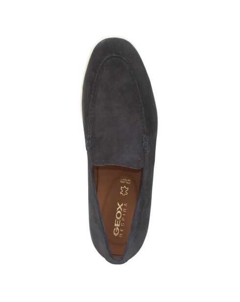 Mocassins en Velours de Cuir Venzone bleu marine