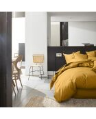 Taie D'oreiller 100% Percale de Coton jaune moutarde